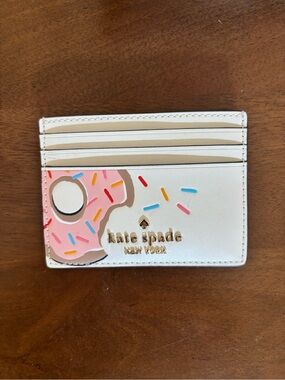 kate spade New York White Coffee Break Donut Cardholder